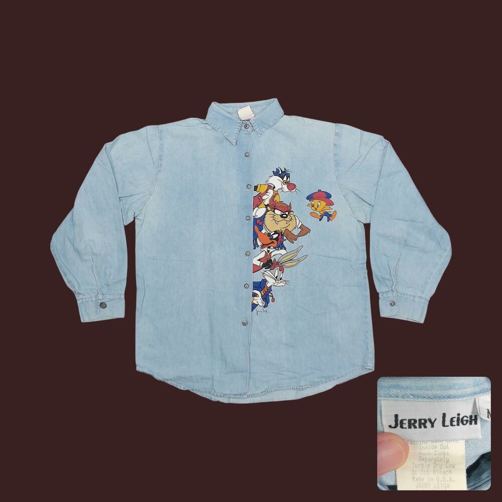 Jerry Leigh 2008 Looney Tunes Oversized Chambray Shacket Womens Medium